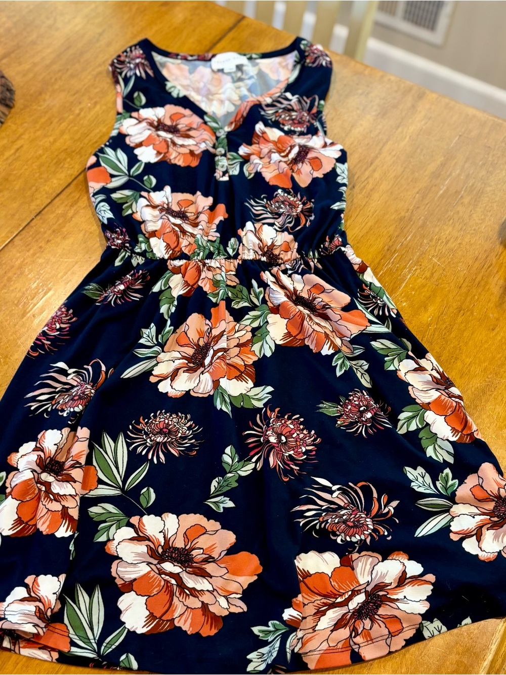 French Grey Women’s Floral Sleeveless Fit and Flare Size M Dress
